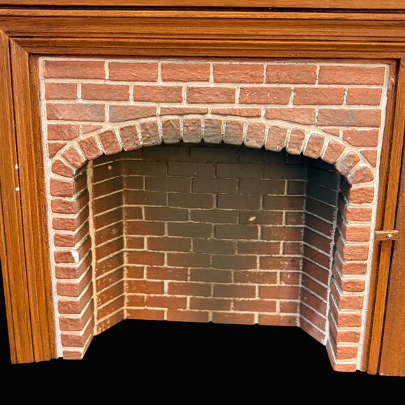 Braxton Payne Dollhouse Miniature Fireplace Brick Hearth Wood Cabinet Signed 1:1 - Picture 5 of 10